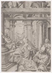 羊飼いの礼拝、約。 1522-25。 作： Frans Crabbe van Espleghem