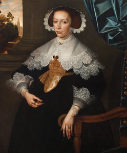 フィレンツェ=マルグリット・ド・レネッセ=ワルフーゼの肖像、グリンベルゲン伯爵夫人、1641年（3114329のペア） 作： Frans Denys
