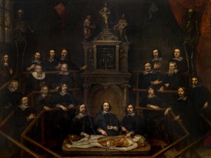 アントワープの外科医ヨアネス・ファン・ブイテンによる解剖学の授業 作： Frans Denys