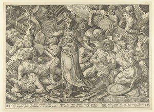 囚人とトロフィーに囲まれたビクトリア 作： Frans Floris (I)