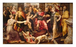 ソロモンの審判（パネルに油彩） 作： Frans Floris