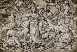 囚人と戦利品に囲まれたヴィクトリア、1552年。 作： Frans Floris