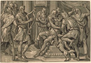 サウルの前でハープを弾くダビデ 作： Frans Floris I