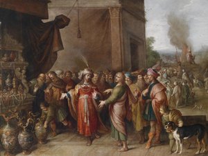 クロエサスがソロンに彼の宝物を見せている 作： Frans Francken the Younger