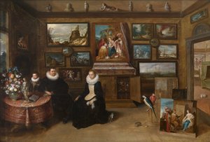 夫婦とその息子、17世紀の3分の1のクンストカンマー。 作： Frans Francken the Younger