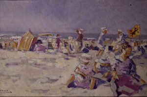ビーチシーン（油彩・キャンバス） 作： Frans Gaillard