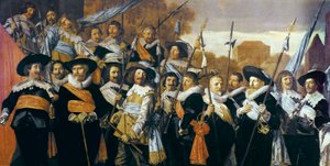 ハーレムの市民衛兵の将校とサブアルターの集合写真 作： Frans Hals
