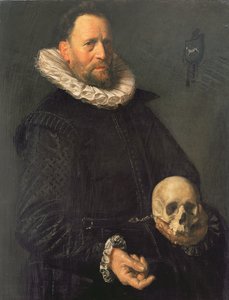 頭蓋骨を持つ男の肖像、c.1611-12（パネル）