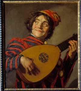 リュートジェスターです。フランツ・ハルス（1580-1666）の絵画 作： Frans Hals
