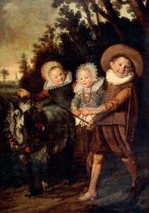 山羊車を連れた三人の子供たち 1620年頃 （油彩・キャンバス 作： Frans Hals