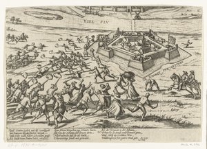 ズトフェンの堡塁の占領、1591 年 シリーズ 10: オランダと外国の出来事、1587 年から 1612 年 (シリーズ タイトル) 作： Frans Hogenberg (workshop of)