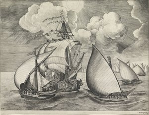 軍艦を伴った武装ガレー船の艦隊 帆船（シリーズタイトル） 作： Frans Huys