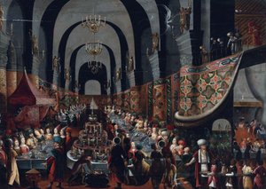 "Le festin de Balthazar" (The Feast of Belshazzar) フランツ・フランケン2世(1581-1642)の絵画 非公開コレクション