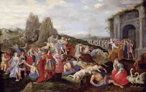 奴隷と愛の怒り（パネルに油彩） 作： Frans II the Younger (after) Francken