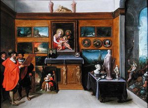 絵画を集めたインテリア（油彩・パネル） 作： Frans II the Younger Francken