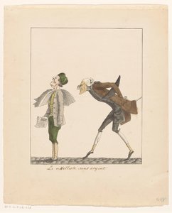 新聞配達員の背中から新聞を読もうとする男性 Le nouvelliste sans argent (オブジェクトのタイトル) 作： Frans Jan baron van Heeckeren