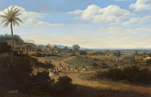 建設中の家のあるブラジルの風景 1655-60年頃 パネルに油彩 作： Frans Jansz Post