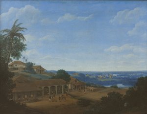 砂糖プランテーションのあるブラジルの風景、1660年。 作： Frans Jansz. Post