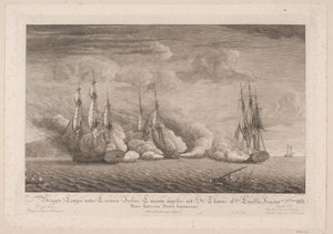 ブリッグのローゲンがサンクトペテルブルクで攻撃される。 トーマス、1801 年 3 月 3 日 作： Frans Martin Dodt