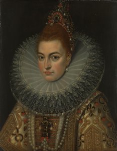 大公イザベラ クララ ユージニア (1566-1633) の肖像、スペインのインファンタ 作： Frans Pourbus (II) (workshop of)