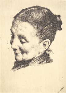 見下ろした年配の女性の頭、左向き 作： Frans Schwartz