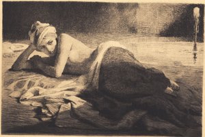 噴水のそばでオダリスクに横たわる 作： Frans Schwartz