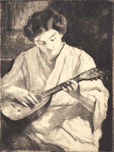 マンドリン奏者の女性 作： Frans Schwartz