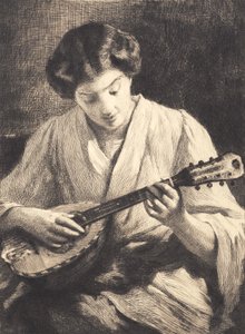 マンドリン奏者の女性 作： Frans Schwartz