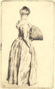 扇子を持った立ち姿の女性 作： Frans Schwartz