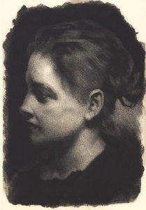 アイロンをかけた髪の横顔の少女