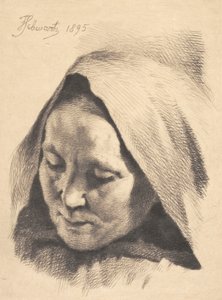 頭にフードをかぶった年配の女性 作： Frans Schwartz
