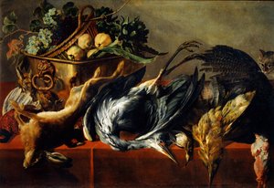黒檀の胸のある静物、17世紀 作： Frans Snyders or Snijders