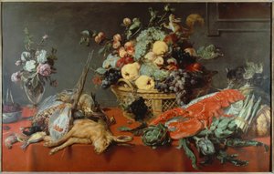 フルーツバスケットのある静物 作： Frans Snyders or Snijders