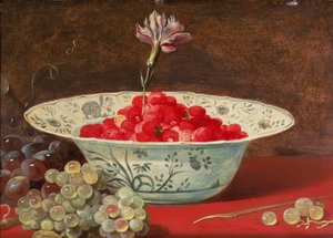カーネーションとイチゴ 作： Frans Snyders or Snijders