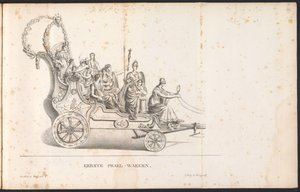 1825 年、聖ロンブーの行列の最初の山車 最初の Prael-waegen (オブジェクトのタイトル) 作： Frans Vervloet