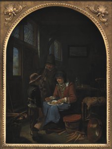 少年にビールを飲ませる 作： Frans van I Mieris