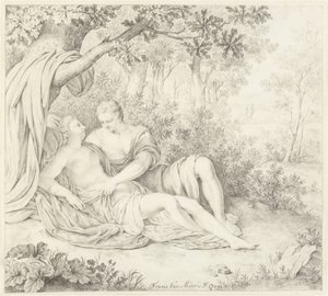 ツリーの下の愛のカップル 作： Frans van Mieris (II)