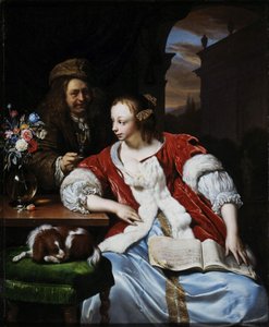 中断された歌: アーティストと彼の妻の肖像画, 1671. 作： Frans van Mieris the Elder