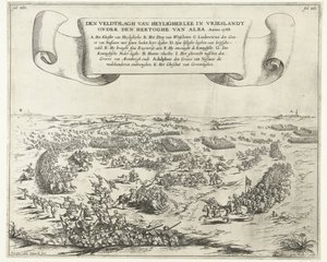 ハイリガーリーの戦い、1568年 アルバ公の配下、フリースラントのヴェルトスラフ・ヴァン・ヘイリガーリー。 Anno 1568 (オブジェクトのタイトル) 作： Frans van den Wijngaerde