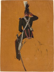 後ろから見た騎馬将校 作： Franz Adam