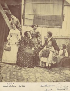 [4 人の女性と 3 人の子供のグループ ポートレート]、1850 年代から 60 年代。 作： Franz Antoine