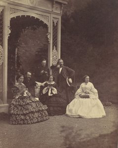 [庭にいる 3 人の女性と男性の肖像]、1850 年代から 60 年代。 作： Franz Antoine
