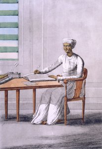 「ヒンズー教徒またはその慣習と儀式の説明」のパブのcausto（書記官）。 1808-12（カラーエッチング）