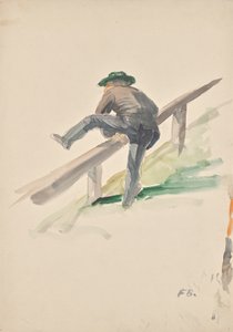 手すりをよじ登る男 作： Franz Barwig d. Ä.