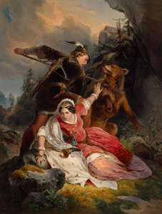 アーネスト・ザ・アイアン公爵がマゾヴィアのキンブルギスを救う 作： Franz Dobiaschofsky