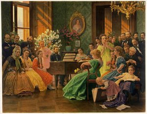 1865年、1923年の友人の輪の中のベドリッチスメタナ。 作： Franz Dvorak