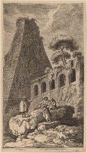 ローマの聖パウリ門近くのセストのピラミッド 作： Franz Edmund Weirotter