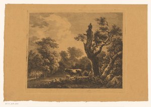 森林伐採で群れを持つ羊飼いの夫婦 作： Franz Gabet