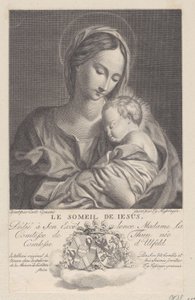 聖母子、腕の中で眠っている幼子キリストとともに、Le Sommeil de Jesus, 1743-1807. 作： Franz Gabriel Fiessinger