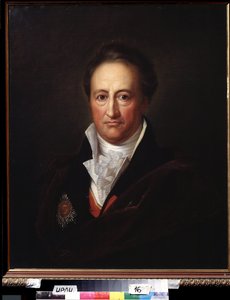 著者ヨハン・ヴォルフガング・フォン・ゲーテ (1749-1832) の肖像 (著者 J.W. フォン・ゲーテの肖像)。 ゲルハルト・フォン・クーゲルゲン (1772-1820) の絵画、キャンバスに油彩